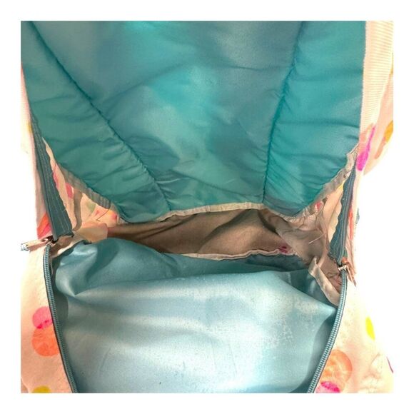 Jansport White Pink Yellow Polka Dot Print Backpack Multiple Pockets READ - Picture 11 of 12